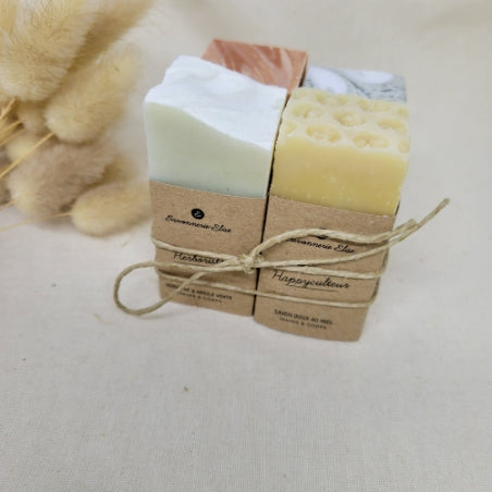 Lot 4 Savons Invités Bio Format Mini - Savonnerie Artisanale -